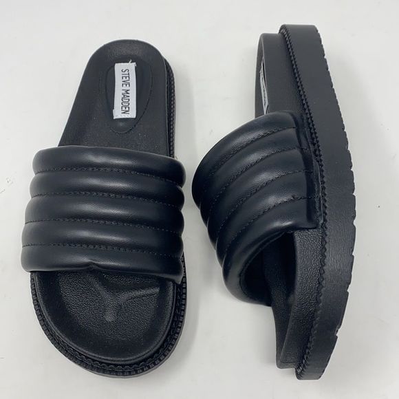 Steve Madden Puffer Platform Pool Slides Sandals - Picture 5 of 10